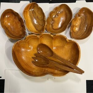 Wooden Serveware Set with Spoons